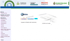 Sitio web de la Municipalidad de Córdoba. Ingreso de la patente del automotor para realizar consultas de las multas de tránsito de Córdoba capital