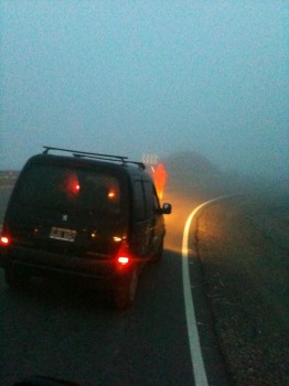 Camino del Cuadrado, cerrado por visibilidad reducida, niebla.