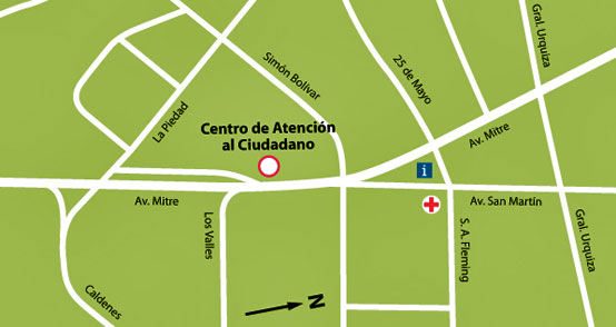 Mapa de ubicación del Centro de Atención al Ciudadano de Mina Clavero