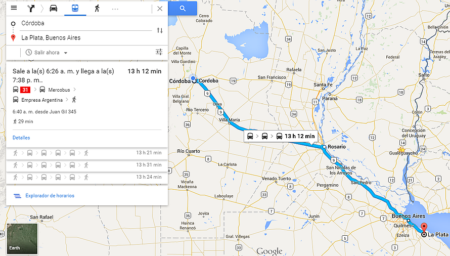 Como llegar Cordoba La Plata Google Maps